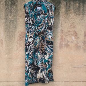 Badgley Mischka Sleeveless Cowl Neck Silk Dress 6